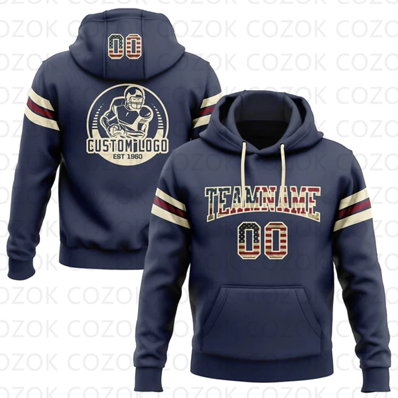 Customized Hoodie Dark Blue Color Jersey 3D Printed  Unisex Pullovers Hoodie Casual Sweatshirts
