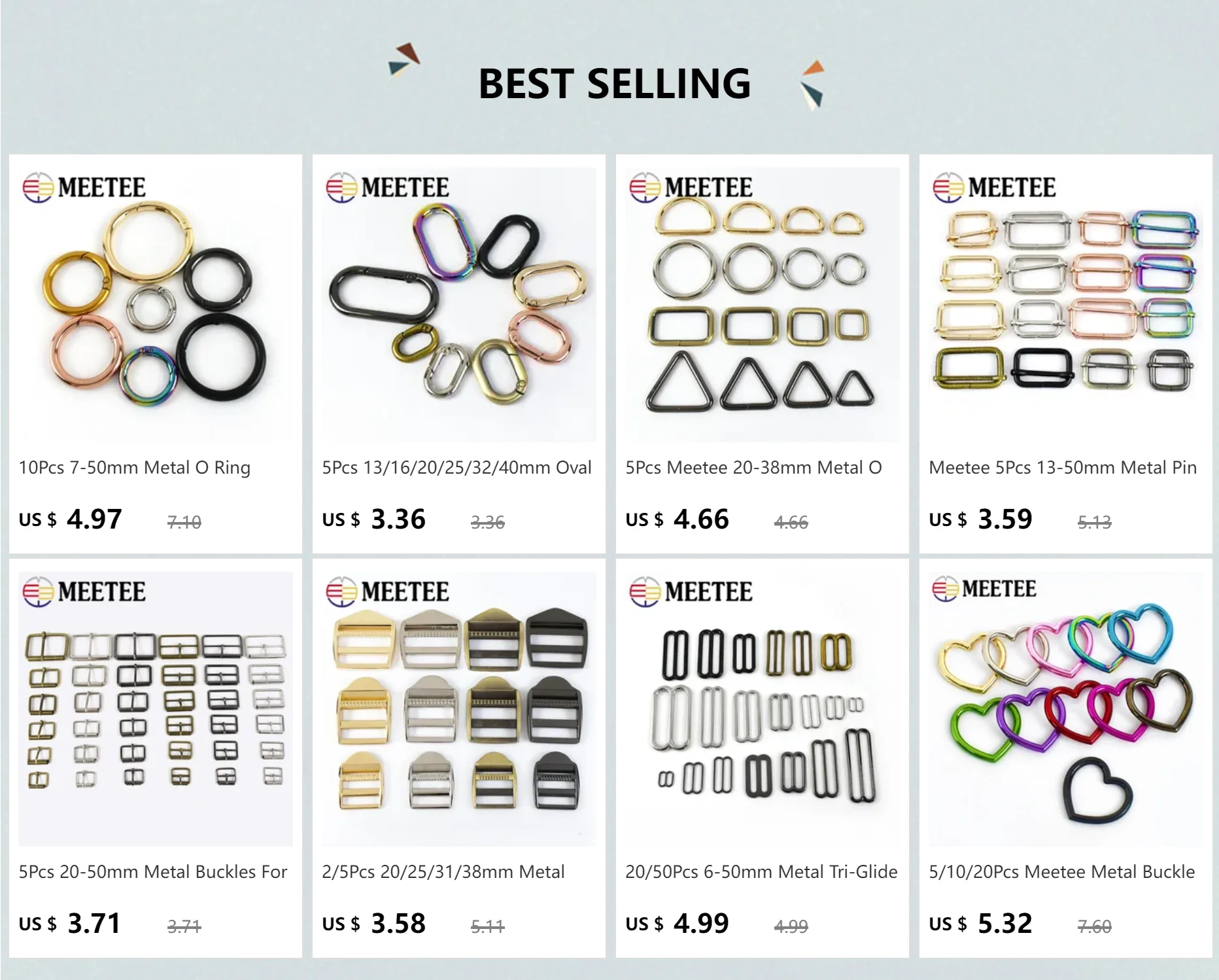 Description Picture 3 of itemMeetee 10Pcs 15/20/25/32/40/50/60mm Metal Oval Buckle Bag Strap O Ring Adjust Clasp Dog Collar Hook DIY Garment Sewing Accessory