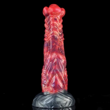 FAAK Thick Curve Scales Dildo with Suction Cup Sexy Cock for Couples Gay Multicolor Veined Vaginas Stimulate Buttplug Sex Shop 3