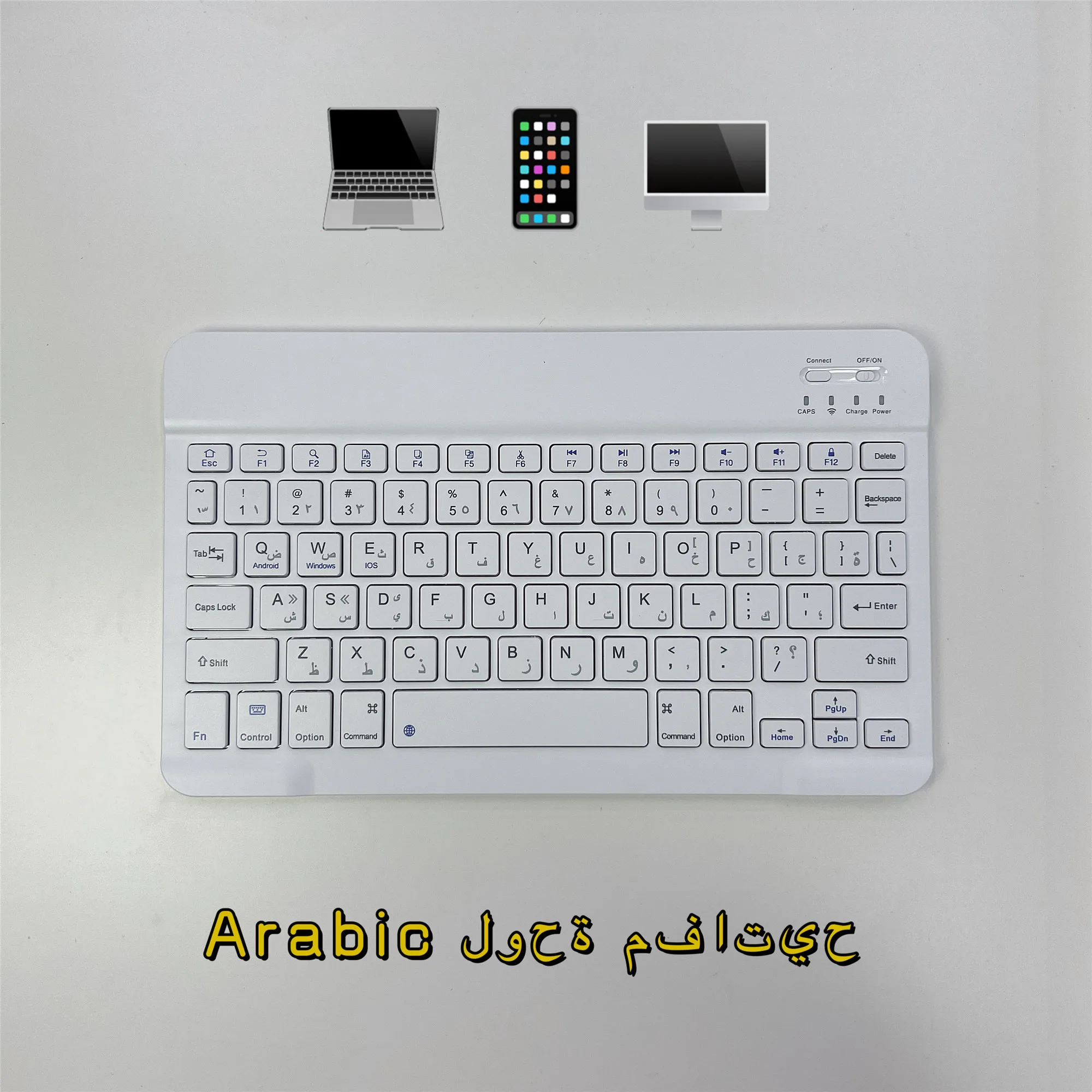 Arabic language Bluetooth-Compatible Wireless Portable Mini Rechargeable Keyboard 78-Key for Apple iPad iPhone MacBook iOS