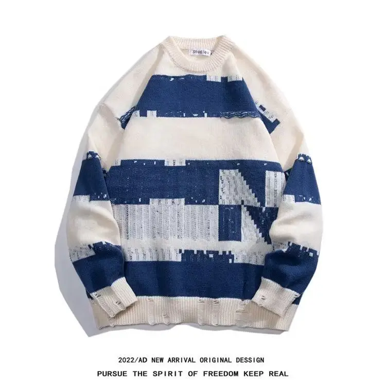 

Sweater 2023 New Autumn Men Long Sleeve knitted Pullovers Outwear Fashion Patchwork Round Neck Sweater Sweater Tops Women