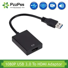 

PzzPss USB 3.0 To HDMI Male to Female Audio Video Adaptor Converter Cable 1080P 60HZ HD High Speed 5 Gbp For Windows 7/8/10 PC