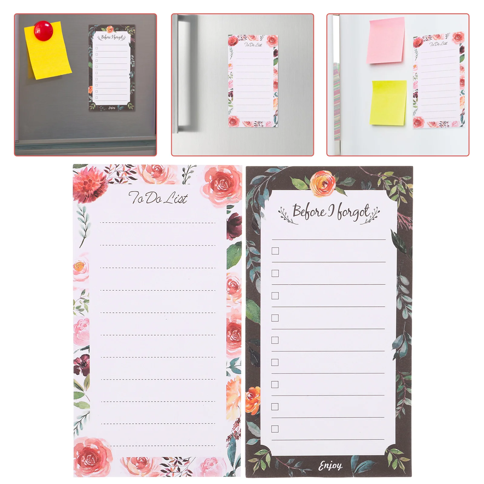 2 Pcs Fridge Magnetic Notepad Pads Grocery List Sticky Shopping Notepads to Do with 3 books memo pad fridge magnetic notepad to do list notepad fridge magnetic backing note pads