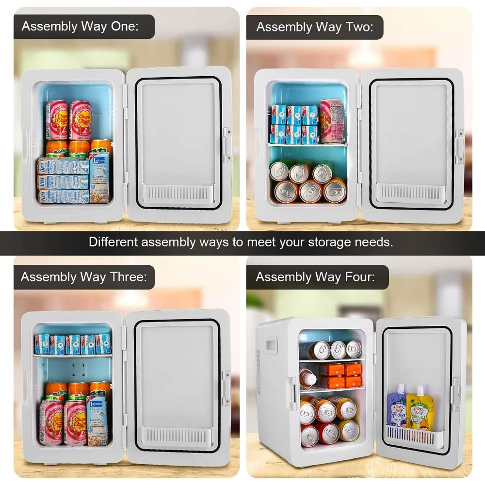 Mini Fridge, 20L Portable Cooler Warmer Refrigerators, 60W Small Refrigerator, AC/DC Compact Skincare Fridge for Skincare