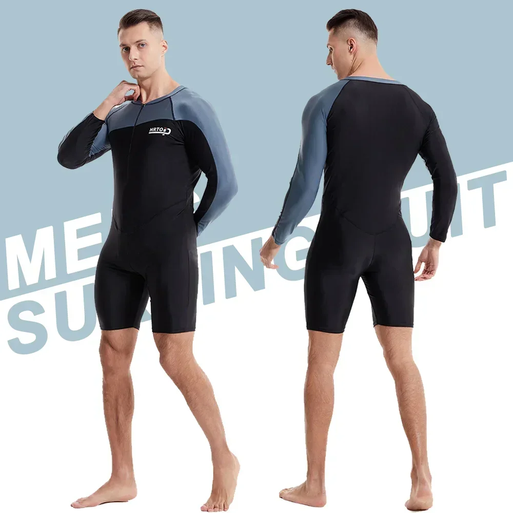 Men's Long-sleeved One-piece Swimsuit Teenager Scuba Diving Surfing Swimsuit Sunscreen Quick-drying Beach Surfing Suit