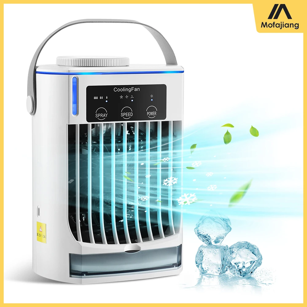 Portable Air Conditioning Fan 3 Wind Speed Mini Air Cooler Desktop Cooling Fan Ultrasonic Atomized Cooling Fan