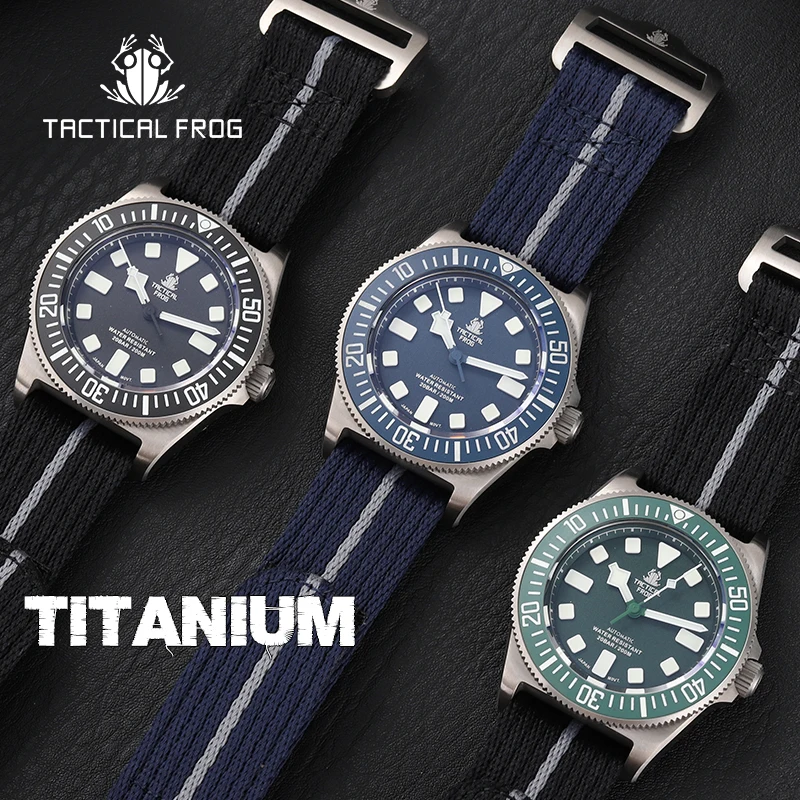 Tactical Frog FXD 42mm para hombres Reloj de NH35 movimiento mecánico automático titanio zafiro luminoso 200m reloj de buceo