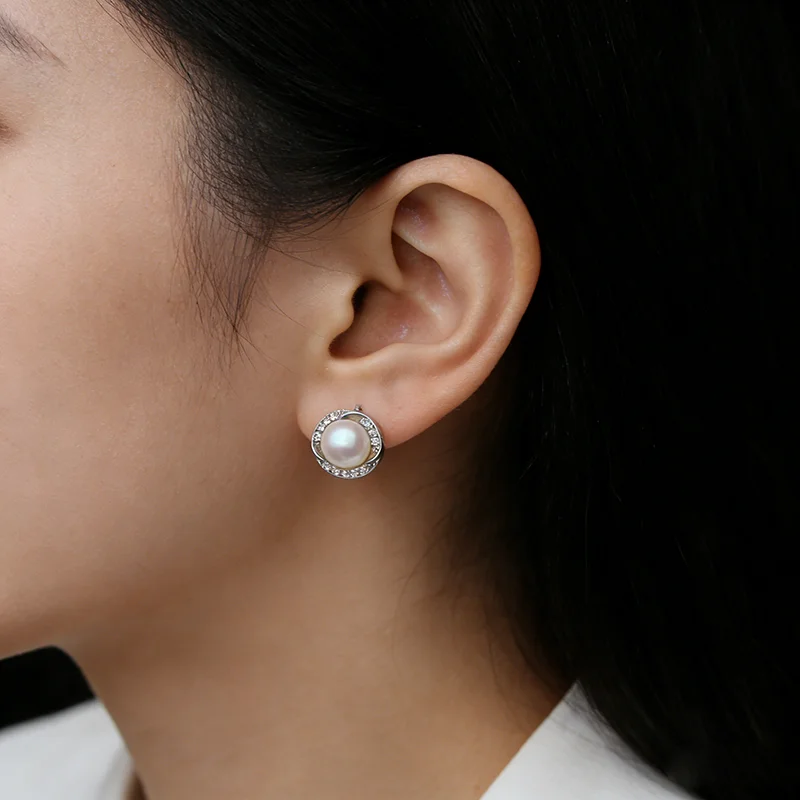 Elegant Freshwater Black Pearl Earrings in 925 Silver - Perfect Gift
