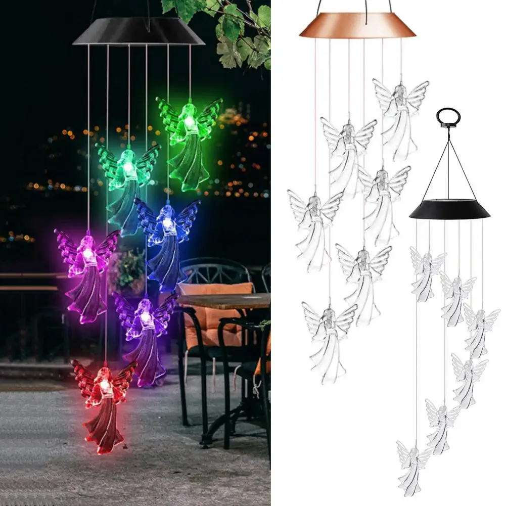 

Solar Light Wind Chimes Multicolour Gradient Solar Wind Chime Waterproof Create Atmosphere Hanging Pendant Outdoor Decoration
