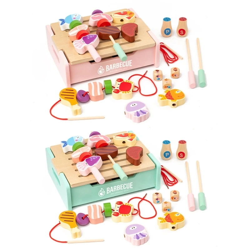 

Interactive Wood Pretend Play Barbecue Grill Toy for Kids Hand-Eye Coordination