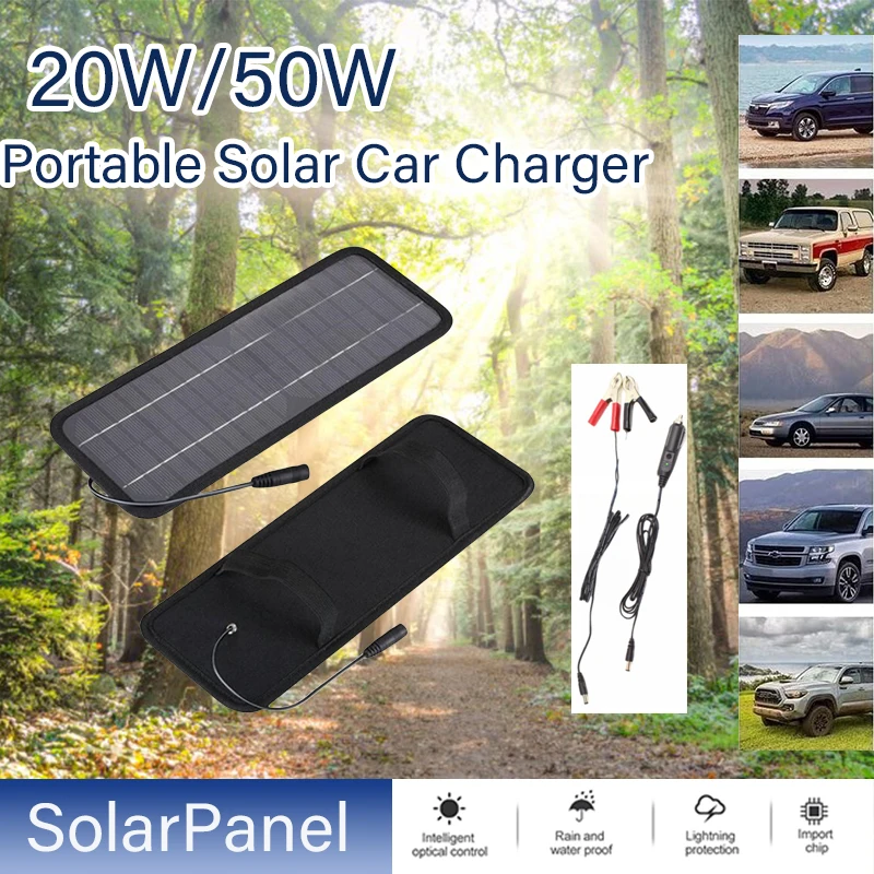 

18V 20W 50W Solar Panel Charger Car Motorcycle Kick Scooter Portable Solar Car Charger Car Battery Efficient Maintenance
