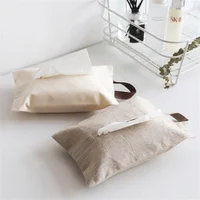 New Japanese Style Jute Tissue Box Hanging Napkin Paper Holder for Living Room Dining Table Car Mounted Tissue Bag Home Decor 1
