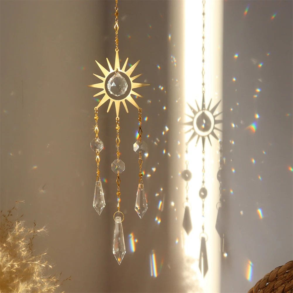 Description Picture 4 of itemCrystal Prisms Light Catcher Hexagon Wind Chime Hanging Pendant Sun Catcher Summer Gift Windchimes for Home Garden Decoration