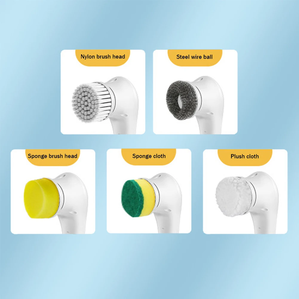 5pcs Cleaning Brush Heads Practical Bathroom Kitchen Electric Clean Brush Heads Convenient Accessories Home Washing Tools