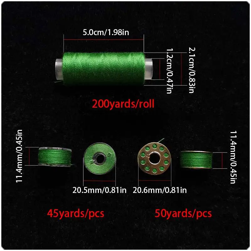 5 قطعة/صندوق ماكينة خياطة مسبقة الجرح بكرة خيوط مع 40S2 خيط بوليستر أسود أبيض مصبوغ الصلبة للمغني جانوم شقيق JUKI