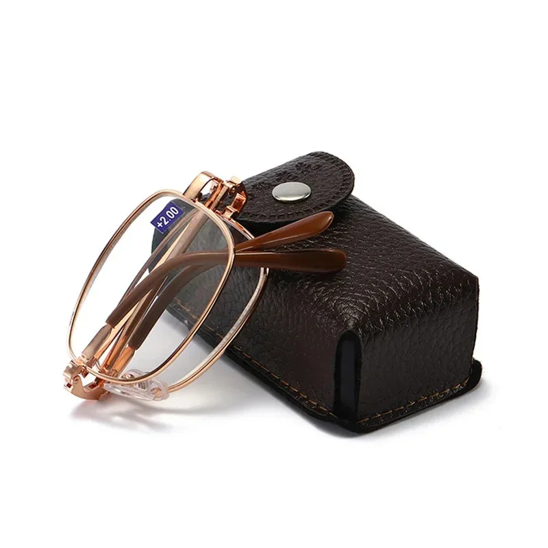 

Популярные модные дизайнерские мини-очки для чтения для мужчин и женщин, складные маленькие очки в оправе, черные металлические очки с оригинальной портативной коробкой