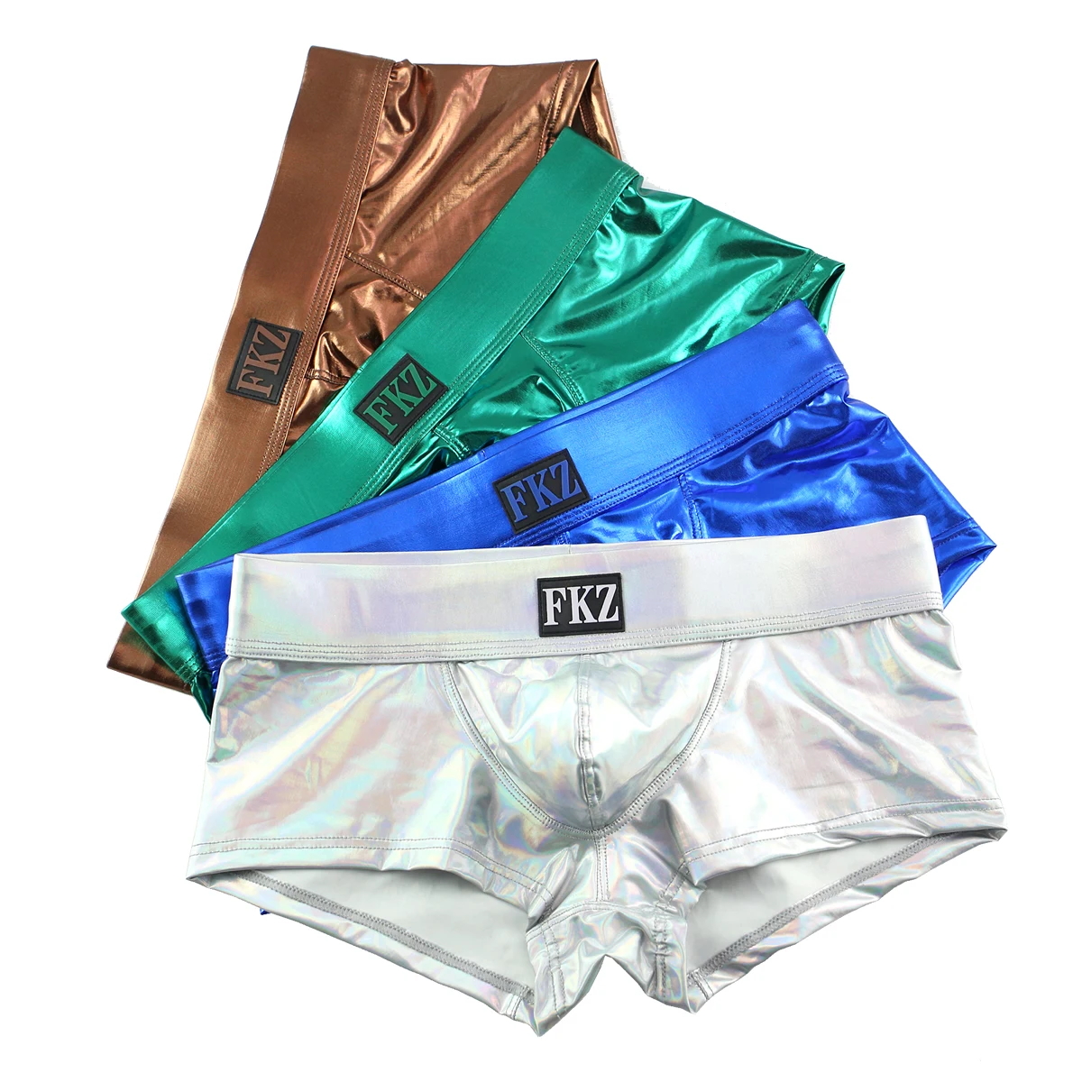 

Men's Metallic Shiny Boxers Underwear Sexy Faux Leather Boxer Shorts Male Panties Nightclub Stage Men Boxershorts Mini Trunks XL