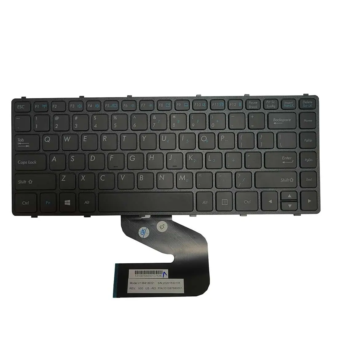 Nuovo Per Tastiera Americana Getac S410 S410V Volkswagen 6150E Senza Retroilluminazione Nera