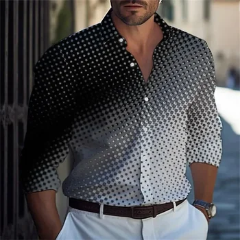 Camicia a maniche lunghe da uomo a righe con motivo maculato Top stampato in 3D per la primavera autunno nuova moda abbigliamento unisex da uomo casual Top 1