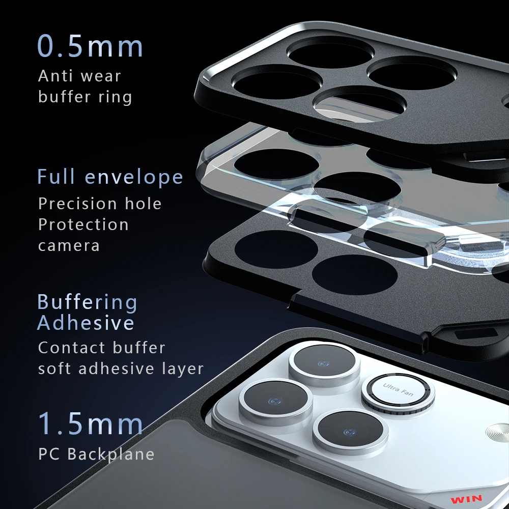 HD Clear Acrylic Anti-Shock Hard Case with Anti-Drop Airbag and Frosted TPU Protection