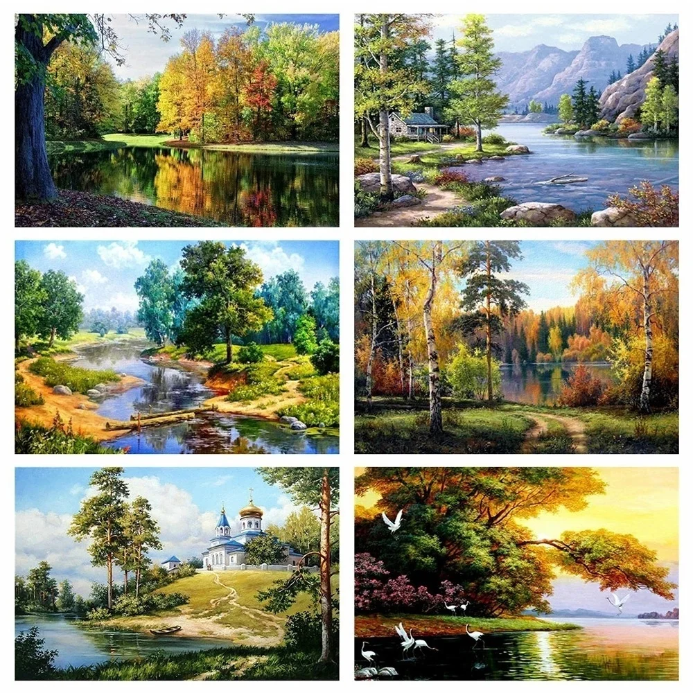 5D DIY Diamond Painting Summer Landscape Diamond Embroidery Cross Stitch Tree Full Square Mosaic Nature New Home Decor diamond painting