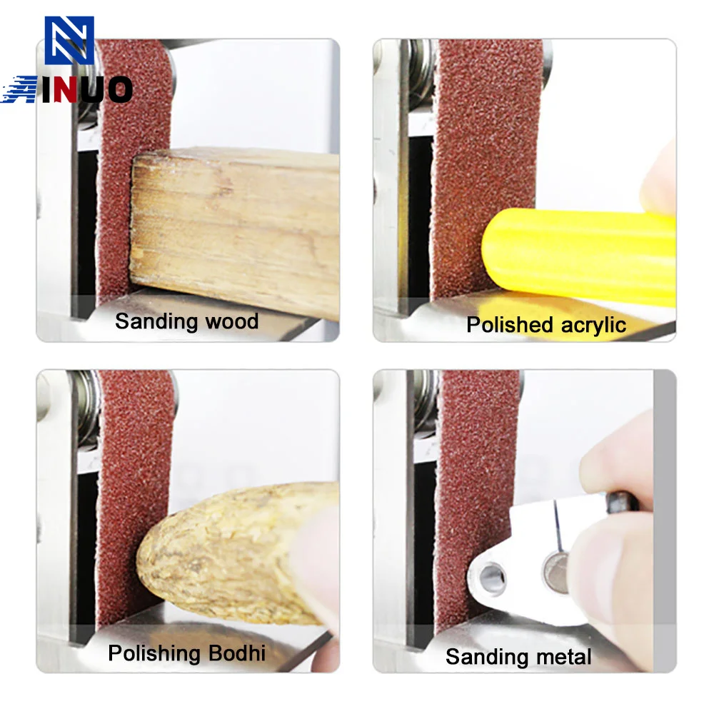 110/220V Mini Electric Belt Sander DIY Polishing Grinding Machine Multifunctional Grinder Cutter Edges Sharpener 10PCS Belt 6