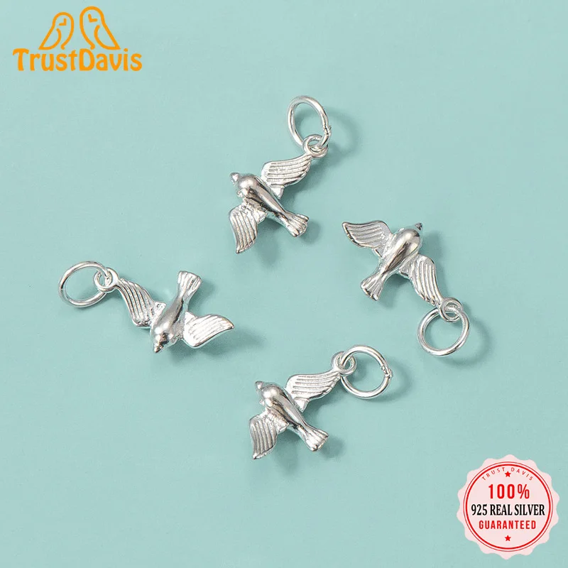 925 Sterling Thai Silver Fashion Animal Swallow Charm Pendant Handmade DIY Accessories Jewelry