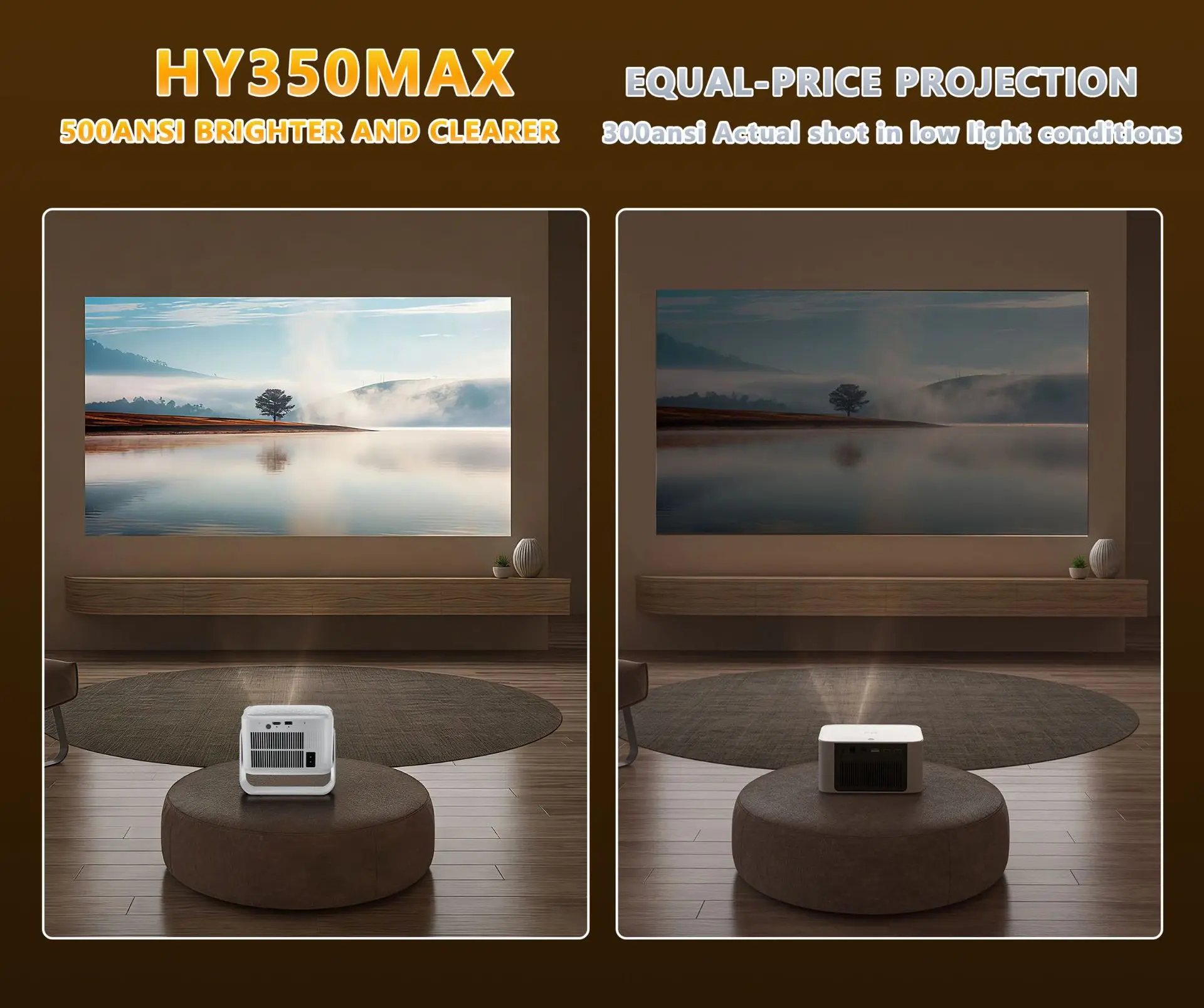 HY350MAX 안드로이드 14 프로젝터 8K 지원 스마트 홈 시네마 WiFi6 BT5.0 휴대용 미니 DLP 4K 비디오 빔프로젝터