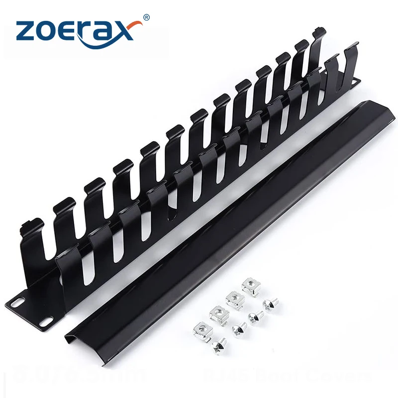 Zoerax-organizador de Cabos Horizontal Rack Mount Montagem no Servidor Gerenciamento de Cabos Todo Metal 24 Slot 1u 19