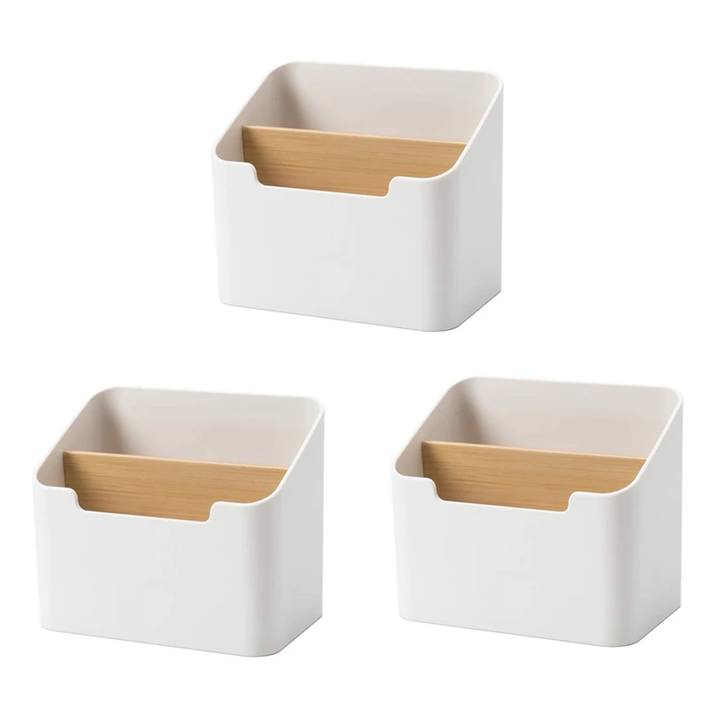 

3X Remote Control Holder Desk Storage Organizer Box Container For Desk, Office Supplies, Home