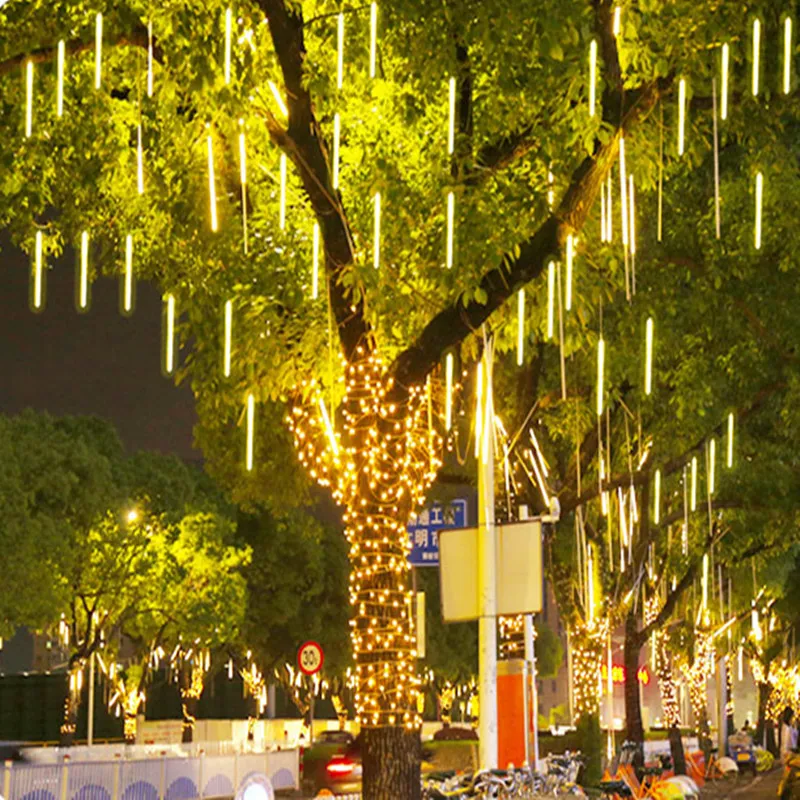 Meteor Shower Led String Lights 24/32 Tubes Street Garlands Christmas Tree Decorations for Outdoor New Year Fairy Garden Lights, led string lights,decorative lights,string lights,led fairy lights