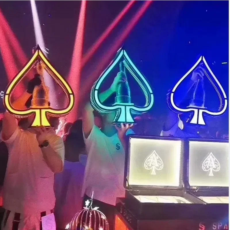 Glowing Bar Wine Bottle Display Colorful Ace of Spades Champagne Drinks Beer VIP Bottle Presenter For NightClub Lounge Bar