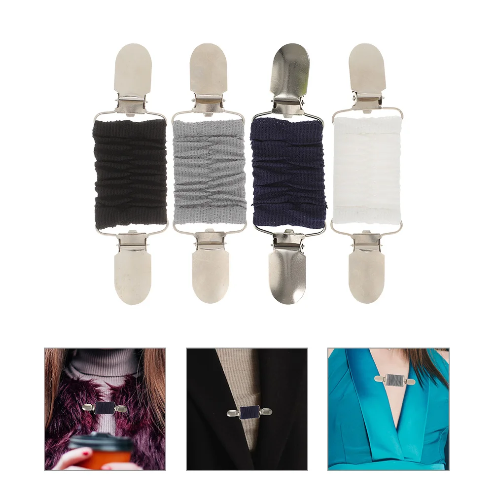 

4Pcs Dress Clips Sweater Clips Elastic Cardigan Clips Elegant Sweater Clips Cardigan Collar Clips