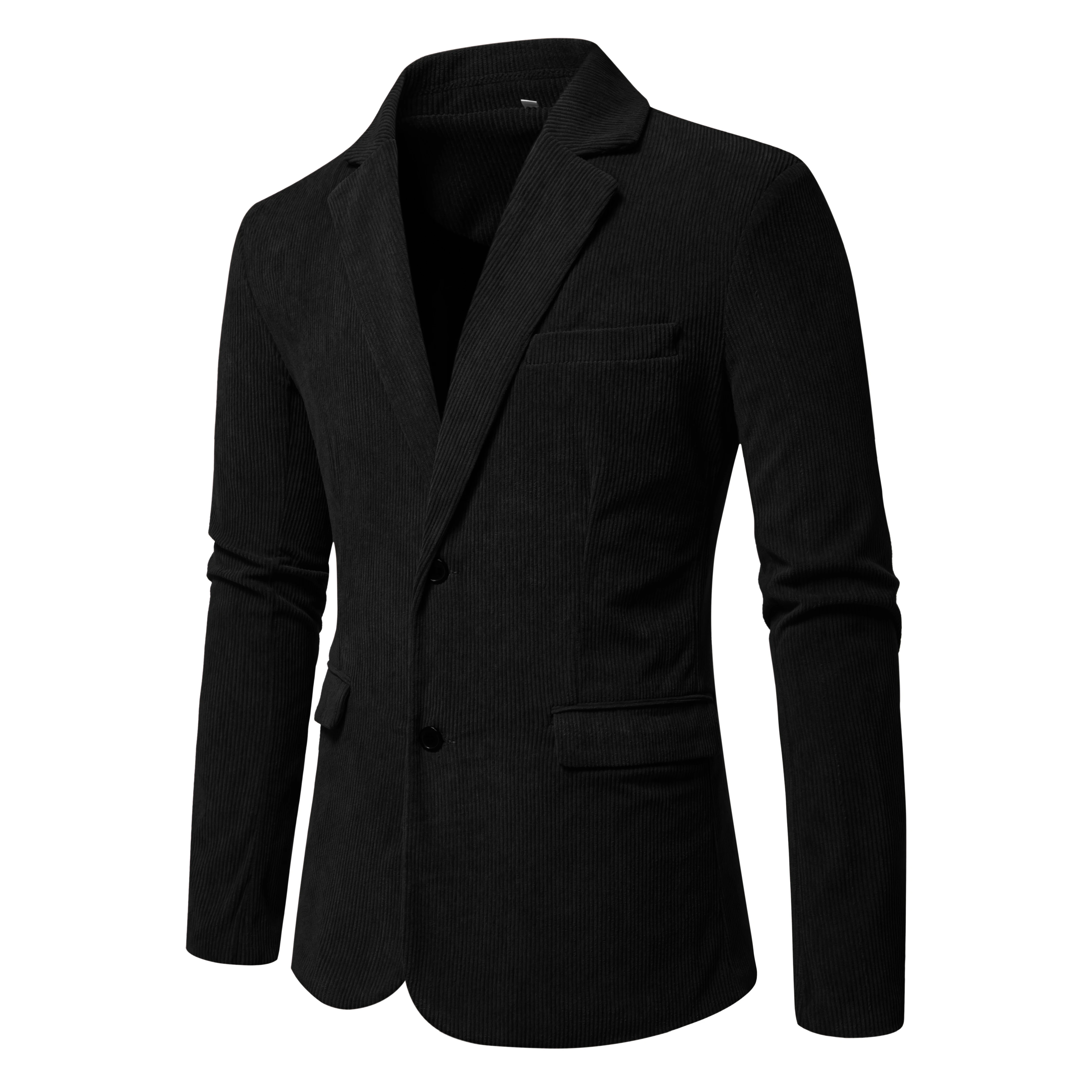 Men's Fashionable Casual Solid Color Corduroy Suit Jacket Multiple Pockets
