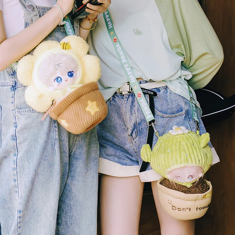 3Pcs Idol Doll Clothes Cute Cactus Sunflower pot Plush Clothes BackBag Kawaii Stuffed Customization Figure Cotton Baby Doll Toys термопленка cactus 1883291