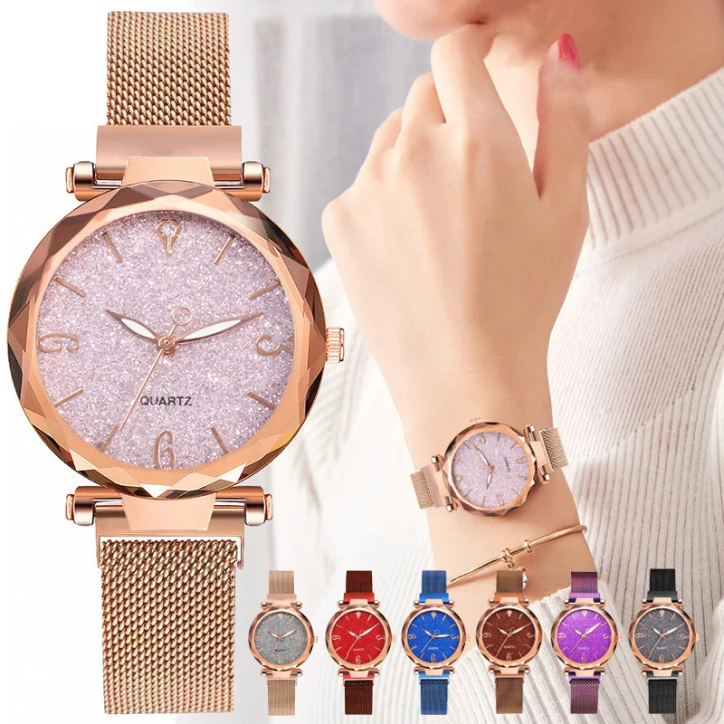 

New Luxury Women Quartz Watches Fashion Ladies Magnetic Watch Wristwatch Clock