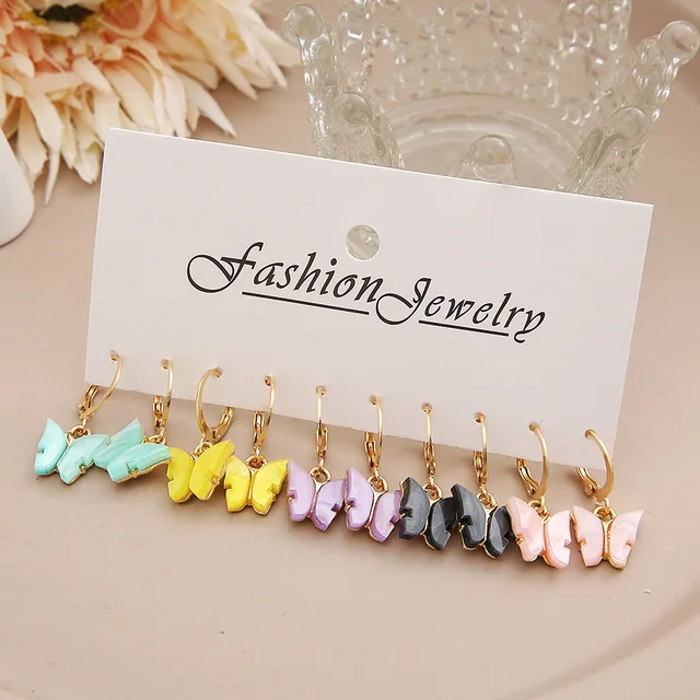 Fashion Women's Earrings Set Pearl Crystal Stud Earrings for Women 2023 Boho Geometric Butterfly Tassel Earrings Punk Jewelry 3