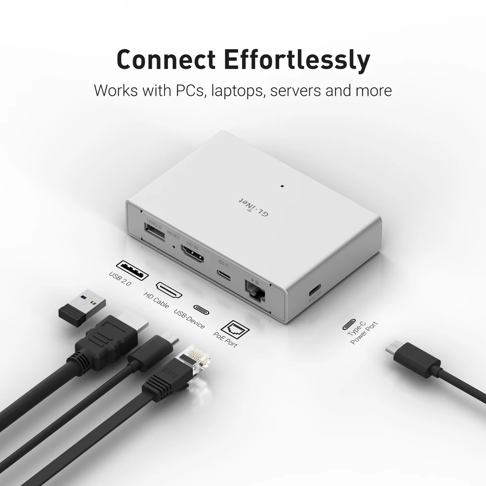 GL.iNet Comet PoE (GL-RM1PE) Internet Remote KVM, PoE/Type-C power