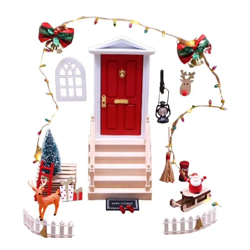 

Elf Door Christmas Wood Mini Door Dollhouse Decorations Tiny Fairy Door Decorative Christmas Wooden Tiny Door Dollhouse