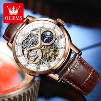 Original OLEVS Luxury Automatic Watch for Men Mechanical Waterproof Fashion Top Brand Hollow Wrist Watches Moon Phase 6670