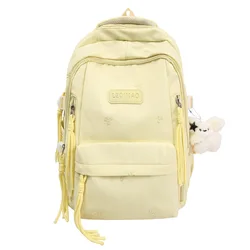 Stylish Youthful Campus Backpack for Girls - Adorable Sweet Design in Breathable Nylon (YELLOW)