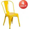 Luke Commercial Grade 4 Pack Yellow Metal Indoor-Outdoor Stackable Chair 5
