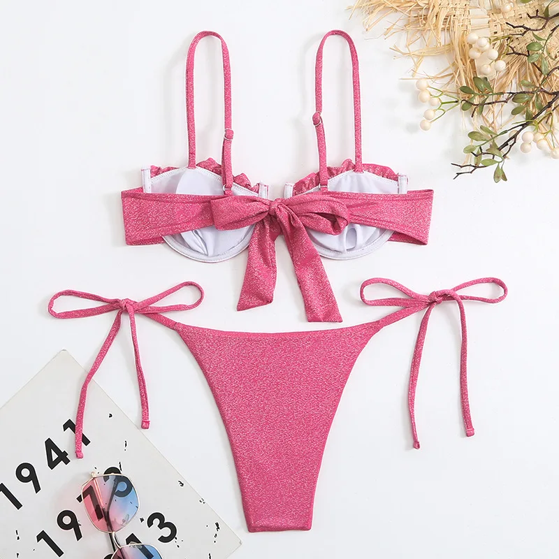 Sexy Sequins Swimsuit Woman Sexy High Cut 2 pieces Bikini 2023 Women Sports Bathing Suits Thong Swimwear