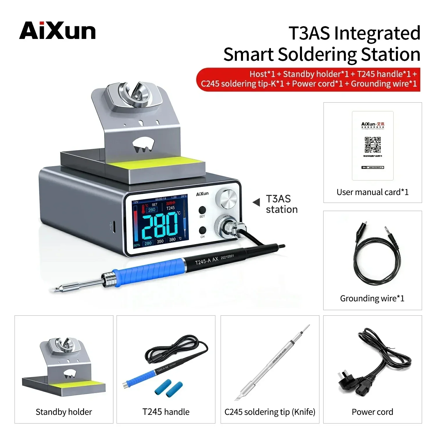 AIXUN T3A T3B 스마트 납땜 스테이션 T115/T210/T245/T12 마더 보드 PCB BGA SMD BGA 납땜 수리 도구 용 재 작업 스테이션