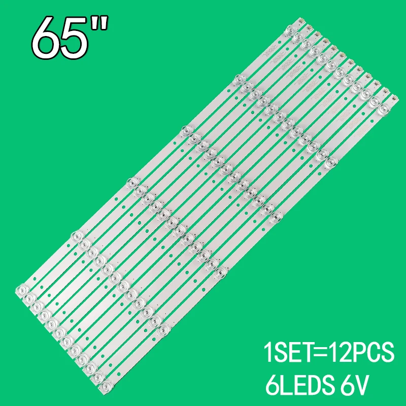 12pcs=1set 6leds 6v 617mm for 65-inch LCD TV backlight strip JS-D-JP65EK-062EC (80228) E65EK-P1000/600-2BIN D66K18 V650DJ6-C02