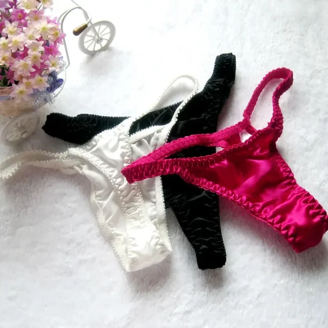 Women's Mulberry Silk Panties Silk Sexy Bikini Silk Briefs Satin Underwear  2pcs