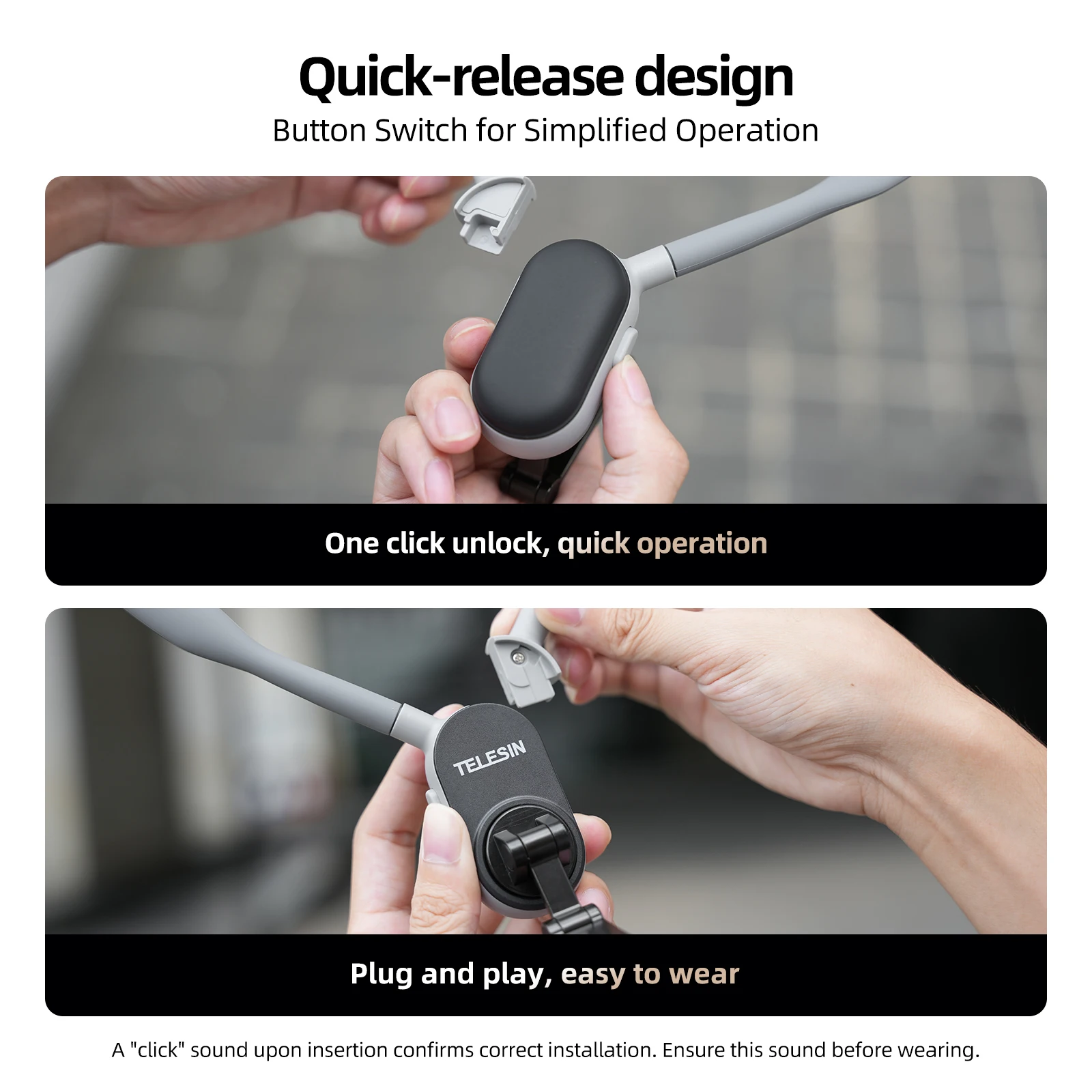 TELESIN 마그네틱 넥 실리콘 마운트 퀵릴리즈, 스마트폰, 아이폰 11, 12, 13, 14, 15, 안드로이드, 삼성 액세서리