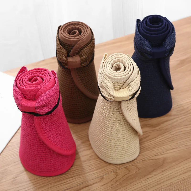 Sommer Hüte Für Frauen Sonnenhut Leere Top Faltbare Tragbare Outdoor Sonnenschirm Strand Zubehör Sonnenschutz Sonnenhut Weibliche Casual – Detail 3