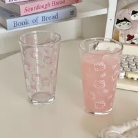 Mignon verre à eau en verre avec motif de chat kawaii, design attrayant, verre transparent pour femmes et adolescentes, cadeau pour un usage quotidien 4
