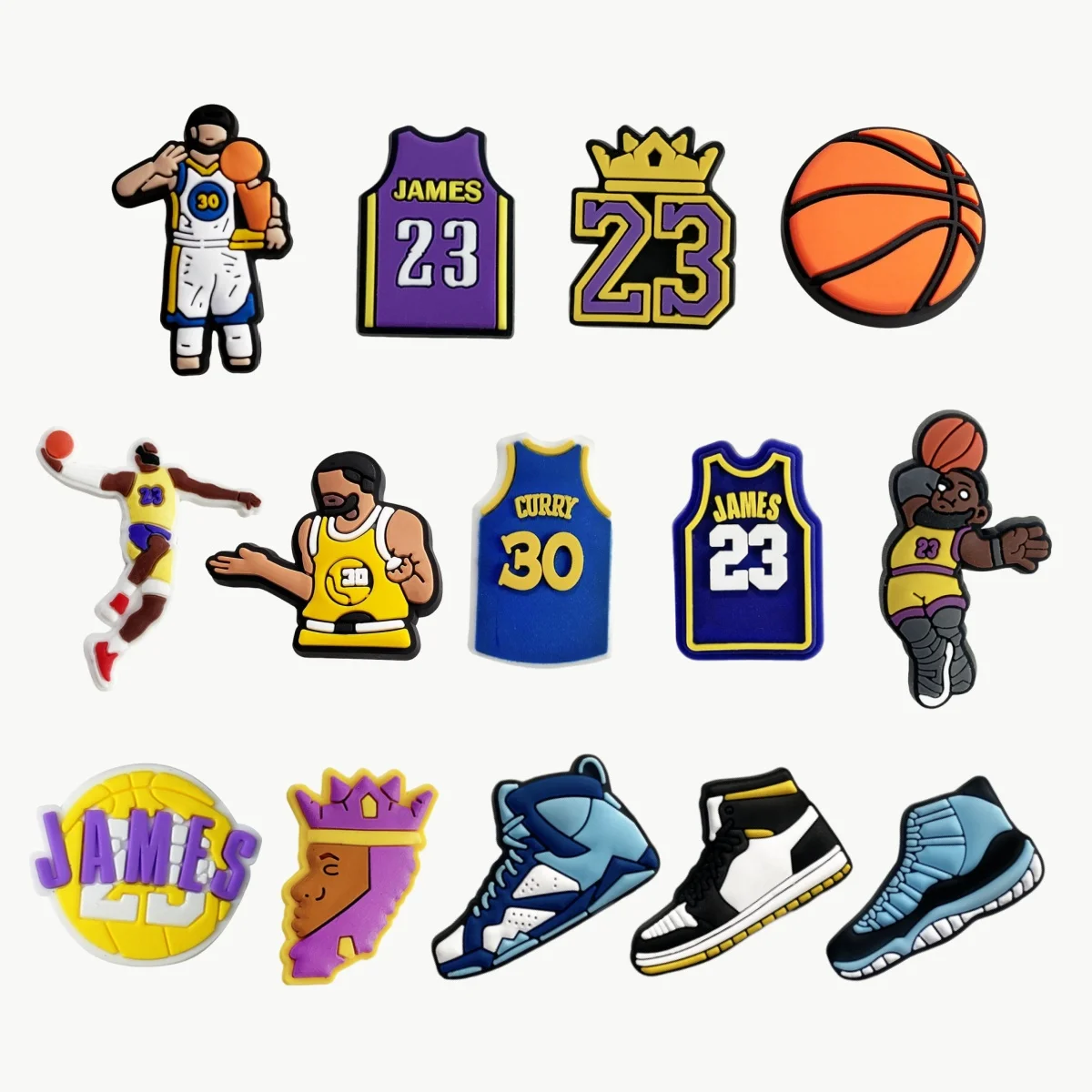 Shoe Charms Decorations 14Pcs Sports Shoe Basketball Series Charms Accessories